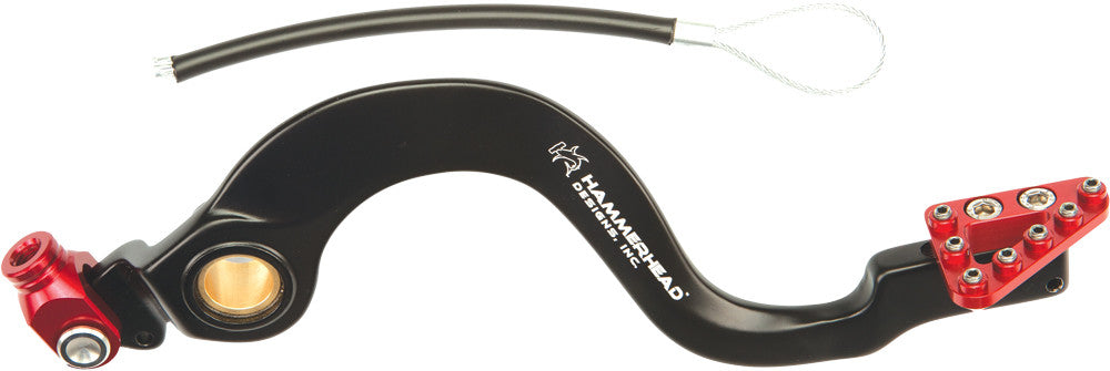 "Pedal de freno forjado Hammerhead instalado en Honda CRF 150R punta roja"

"Pata de freno resistente Hammerhead 12-0102-21-11 para motocross infantil Honda"

"Detalle de ajuste punta CNC roja y Brake Snake pedal freno moto"