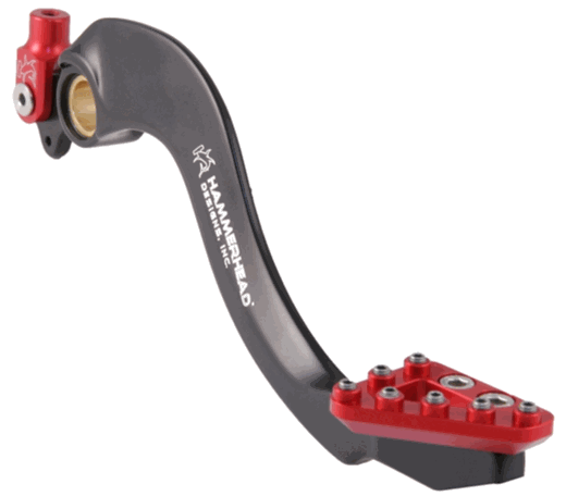 Pedal de freno forjado Hammerhead instalado en BMW R1200GS punta roja"

"Pata de freno Hammerhead 12-1070-21-10 roja para botas aventura"

"Detalle de Brake Snake en pedal de freno trasero moto BMW GS"