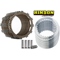 "Kit completo embrague motocross Hinson FSC fibras aceros resortes Kawasaki Suzuki"

"Reconstrucción total embrague Hinson FSC263-8-001 KX450F RMZ450"

"Detalle discos separadores de acero y resortes alta tension Hinson Racing"